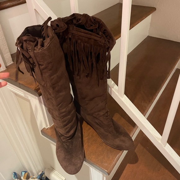Dark Brown Fringe Boots | Poshmark